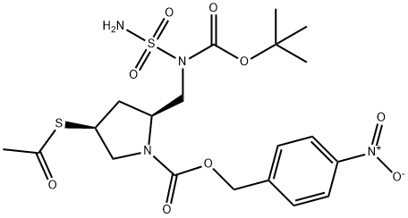 4-Nitrobenzyl (2S,4S)-4-acetylthio-2-[[N-butoxycarbonyl)amino]methyl]pyrrolidine-1-sulfamoyl-N-(tert-karboksilat
