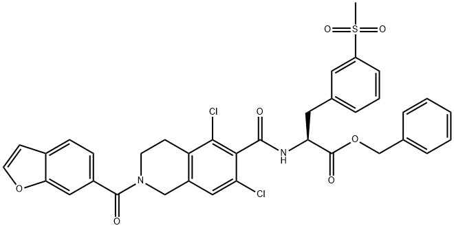 benzil (S)-2-(2-(benzofuran-6-karbonil)-5,7-dikloro-1,2,3,4-tetrahydroisoquinoline-6-carboxamido)-3-(3-(metilsulfonil)fenil)propanoat