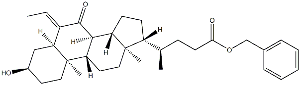 Asid Cholan-24-oik,6-etilidena-3-hidroksi-7-oxo-,fenilmetil ester, (3α,5β)-