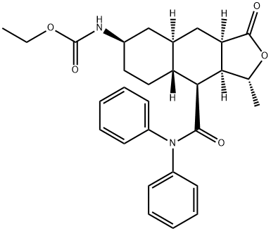 Etil ((1R,3aR,4aR,6R,8aR,9S,9aS)-9-(difenilcarbamoyl)-1-metil-3-oxododecahydronaphtho[2,3-c]furan-6-yl)karbamat